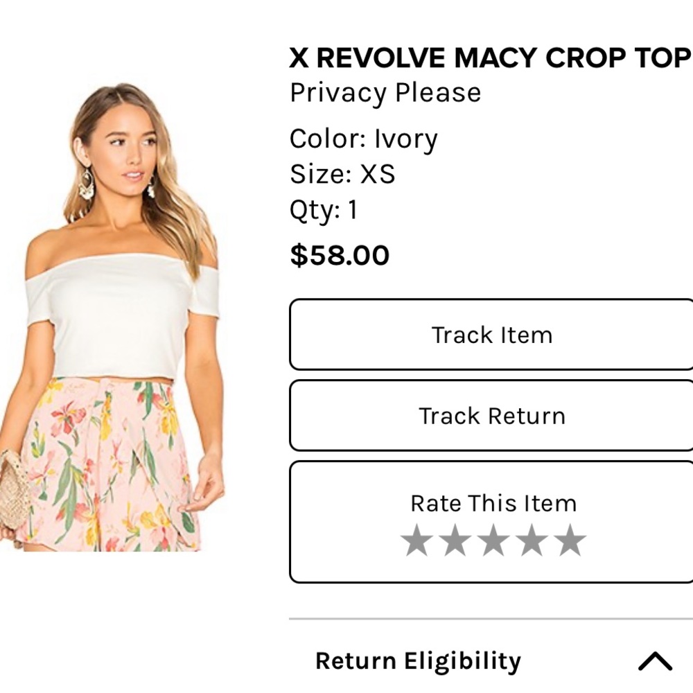 Privacy Please white off the shoulder crop top